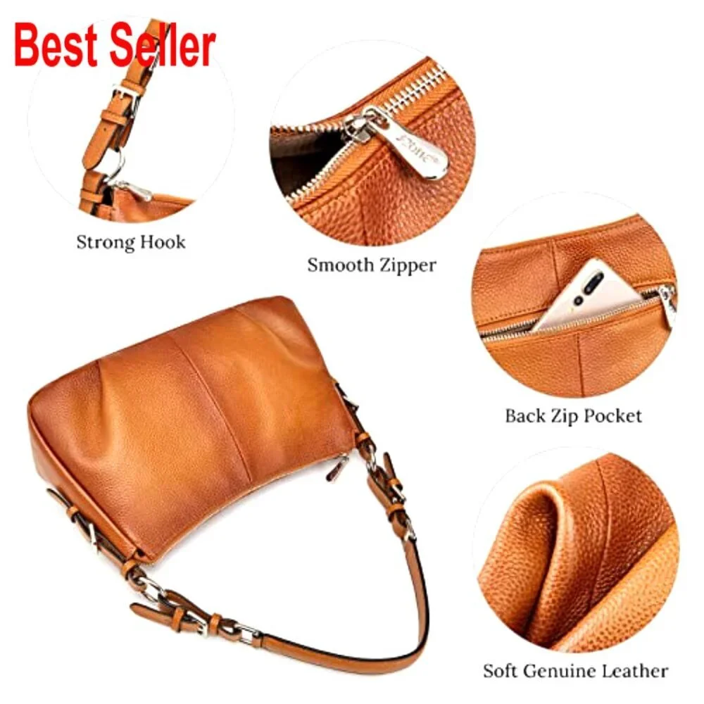 Genuine Leather Hobo Shoulder Bag Top Handle Handbag